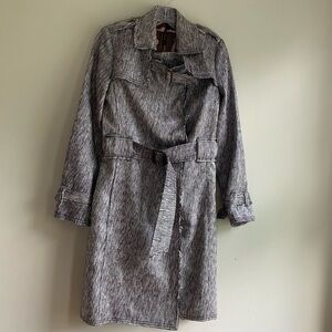 Poleci silver coat jacket size 4 Anthropologie womens silk cotton blend